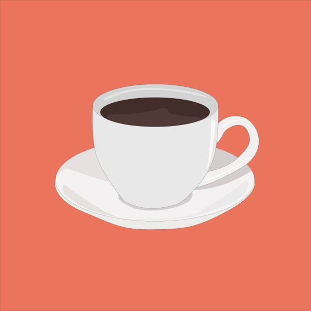 白色咖啡杯上桃色背景平设计图片下载