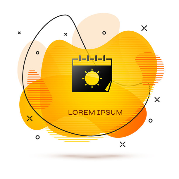 黑色日历和太阳图标孤立在白色图片下载