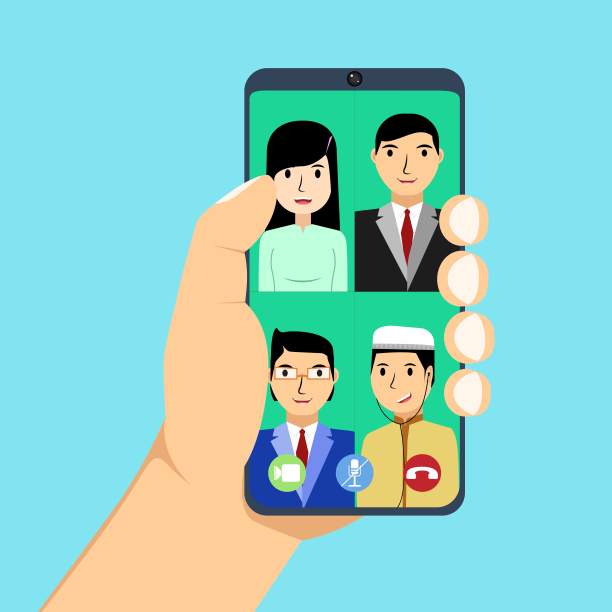 矢量插图会议视频电话从家里的工作活动图片下载