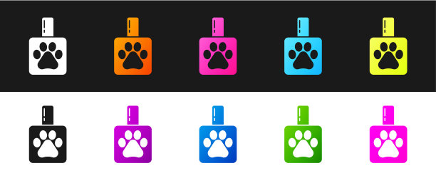 设置宠物洗发水图标孤立的黑白背景。宠物护理的迹象。狗清洁的象征。向量图片下载