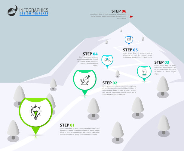 信息图表设计模板。创意概念有6个步骤图片下载