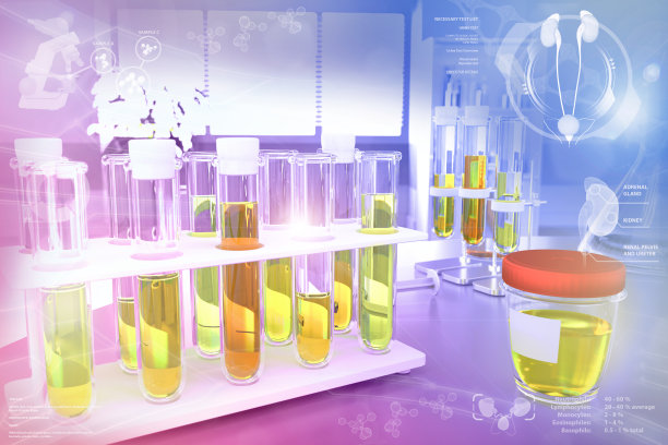 现代医科大学设施的白细胞酯酶或糖尿病试管的尿样检测，医学3D插图图片下载