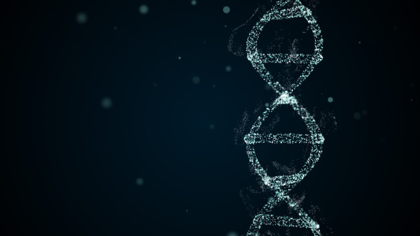 数字二进制DNA分子在黑暗空间的抽象表示。图片下载