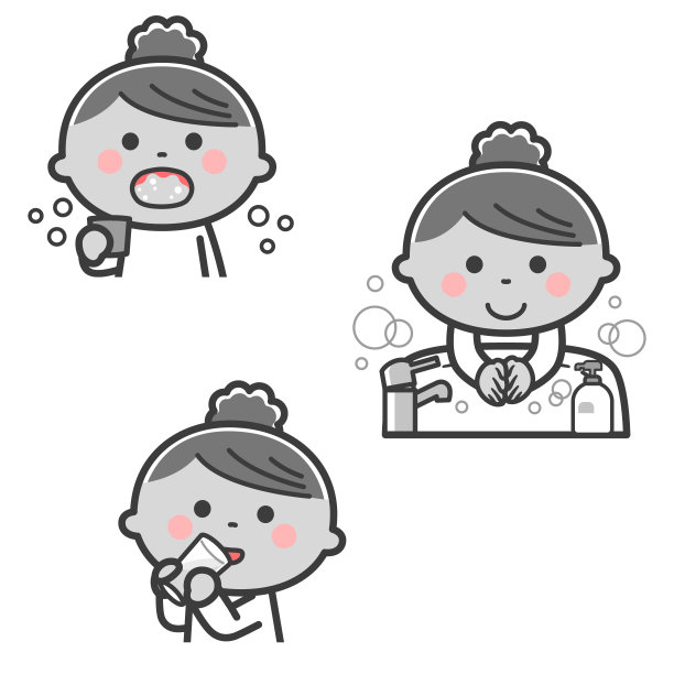 传染病预防/漱口、洗手、补水女孩/ 2种颜色图片下载