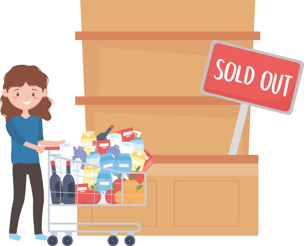 女人购物手推车货架卖完了横幅和图片下载