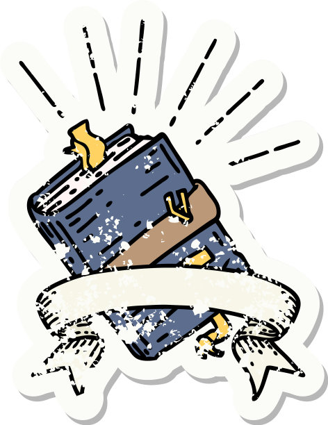 垃圾贴纸纹身风格的旧装订笔记本图片下载