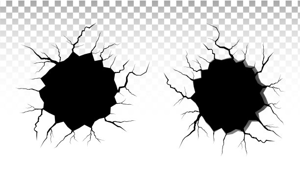 地面裂缝。地震和地面产生裂缝、孔洞效应、龟裂和破坏墙体纹理。矢量插图可以用于主题地震，崩溃，破坏图片下载