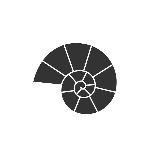 矢量平黑色菊石剪影标志图片下载