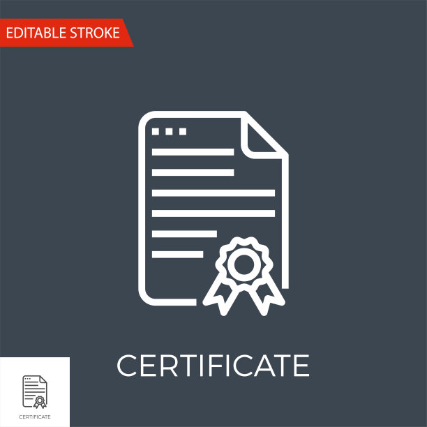 证书相关的矢量线图标图片下载