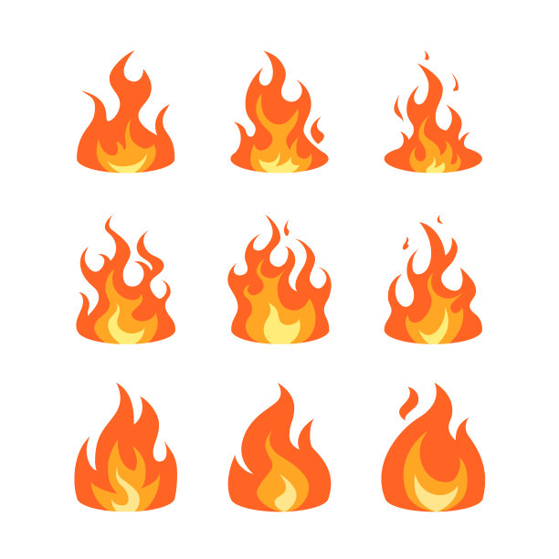 简单的矢量火焰图标在平面风格图片下载