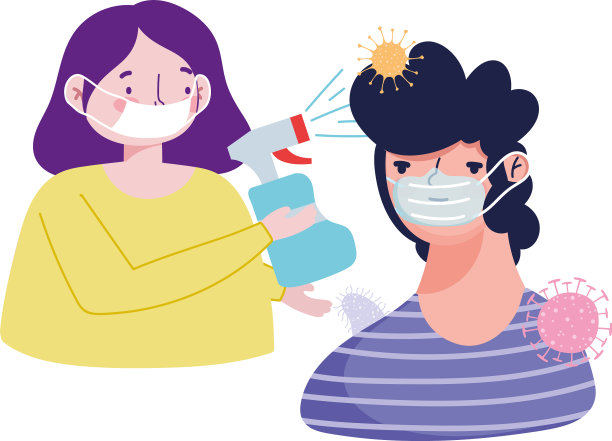 带着面罩和喷雾器的女人男人图片下载