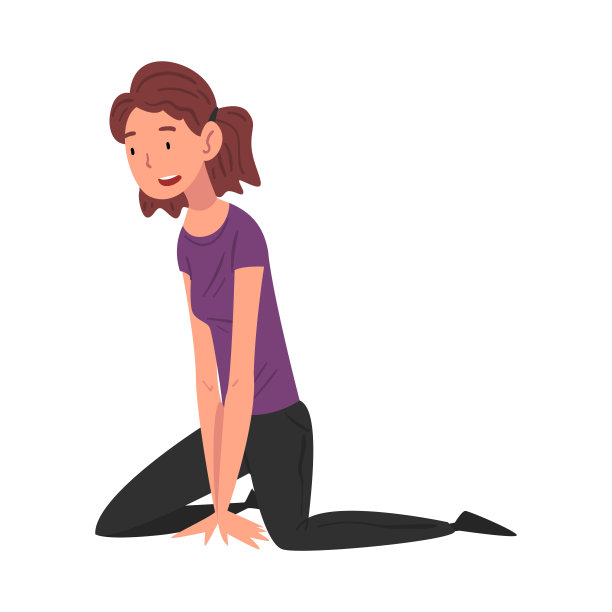 女学生坐在草坪上，快乐的女孩在休闲服装卡通矢量插图图片下载