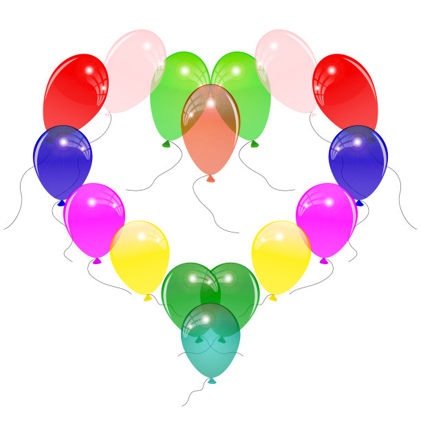 心形气球孤立放置在白色上图片下载