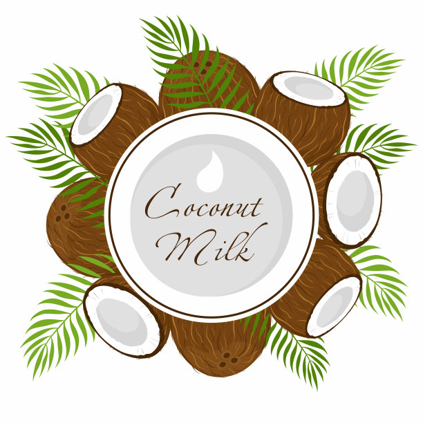椰奶标签模板。素食和健康食品图片下载