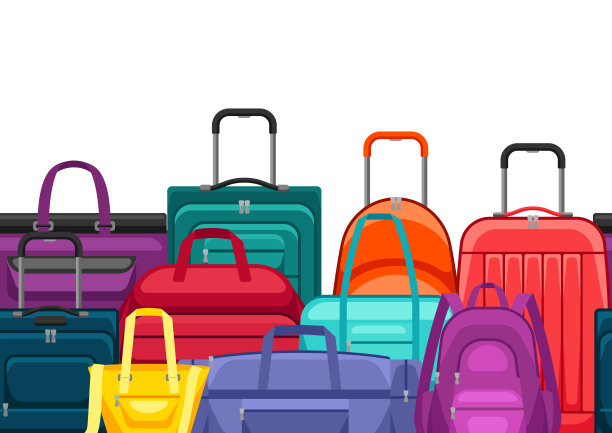 无缝模式与旅行箱包。图片下载