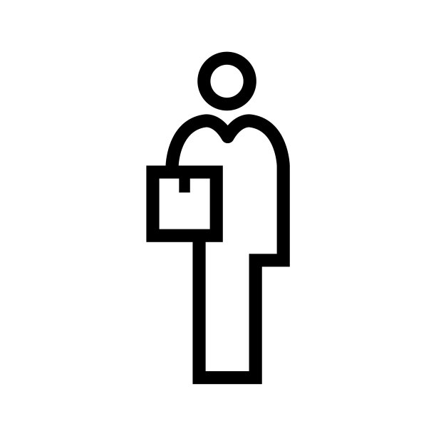 送货员带着盒子，图标，矢量。图片下载