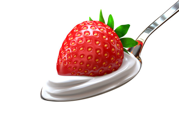 绿叶子草莓配香草图片下载