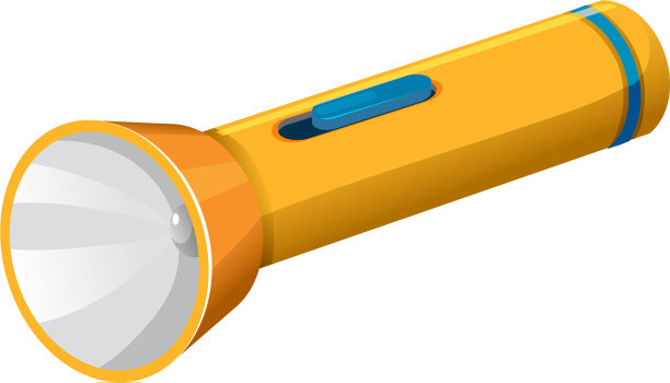 白色背景上的黄色手电筒图片下载