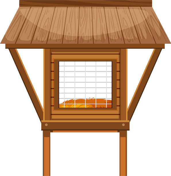 木制鸡舍在白色的背景图片下载