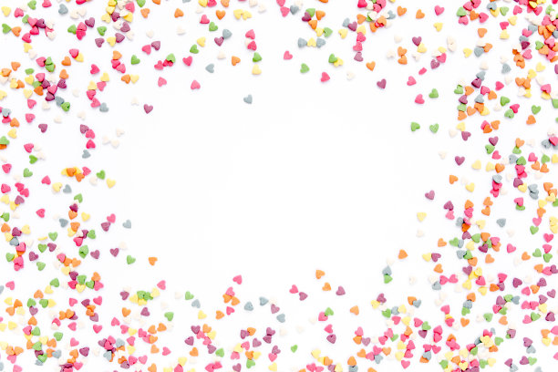 情人节组成。平铺，俯视图五彩缤纷，心形纹理五彩缤纷。爱的概念图片下载