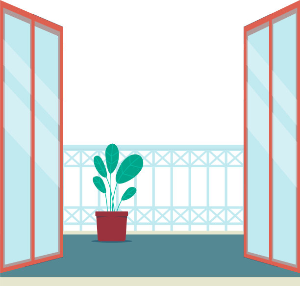 双开门阳台，视野开阔图片下载