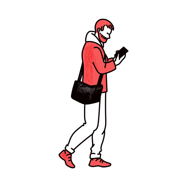 大胡子男人在看手机漫画图片下载