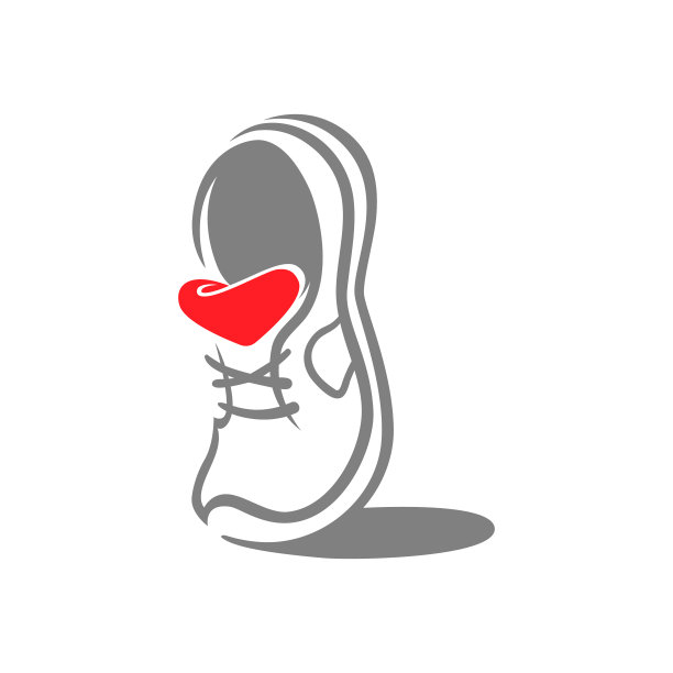 跑步鞋心形符号的白色背景图片下载