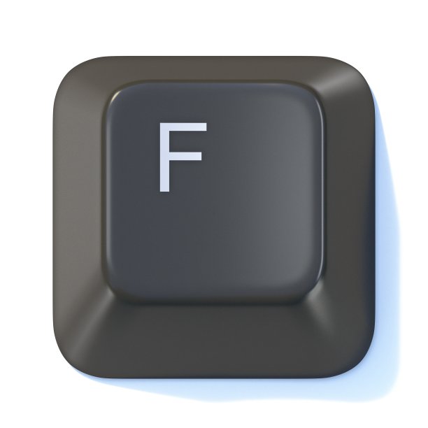 黑色电脑键盘按键字母F 3D图片下载