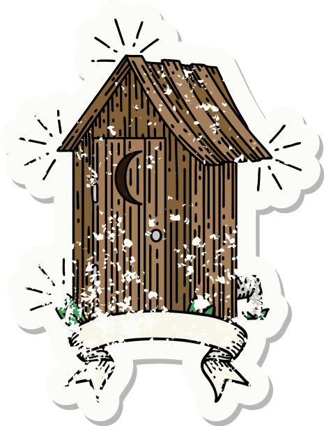 垃圾贴纸纹身风格的户外厕所图片下载