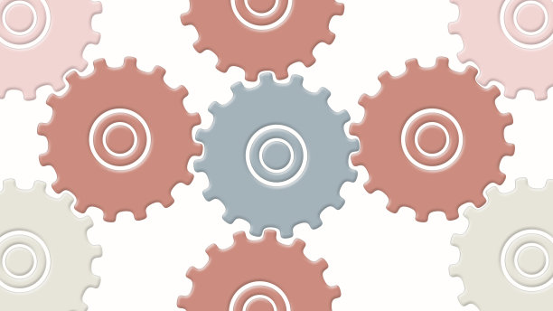 现代移动齿轮图标形成丰富多彩的图案在白色的背景。图片下载