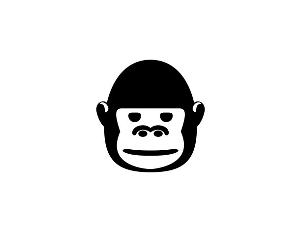 大猩猩面临图标。孤立的大猩猩头符号-向量图片下载