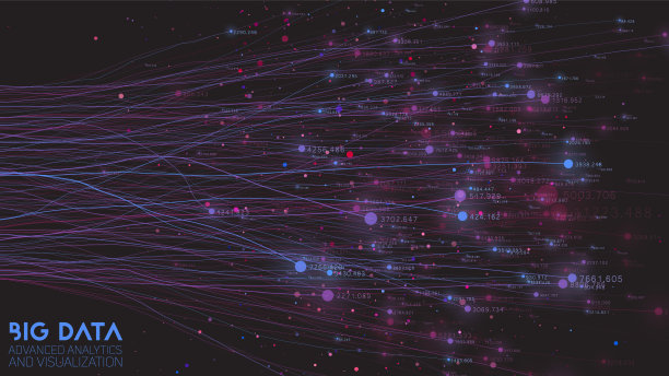 向量抽象彩色大数据云。信息可视化。社交网络，复杂的财务分析数据库。视觉信息复杂性澄清。奇怪而复杂的数据云图片下载