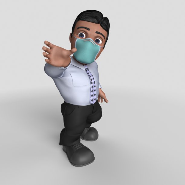 3D卡通商业人物在面具图片下载