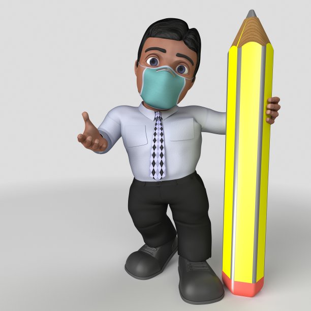 3D卡通商业人物在面具图片下载