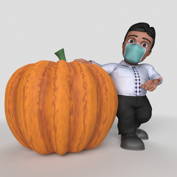 3D卡通商业人物在面具图片下载