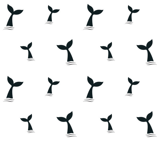 矢量无缝模式的黑鲸尾巴剪影图片下载