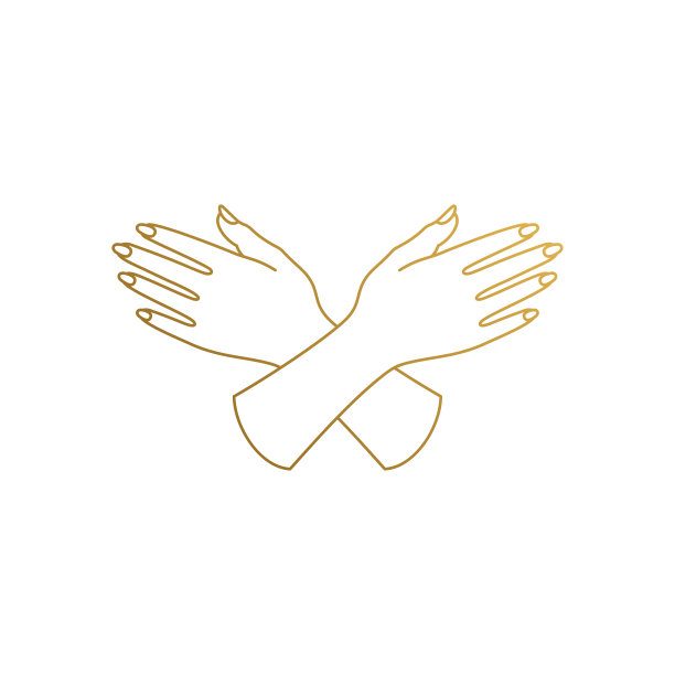 矢量图标的女性手与美甲手画细线图片下载