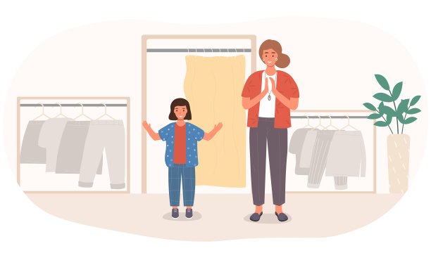 妈妈和女儿在买上学穿的衣服图片下载