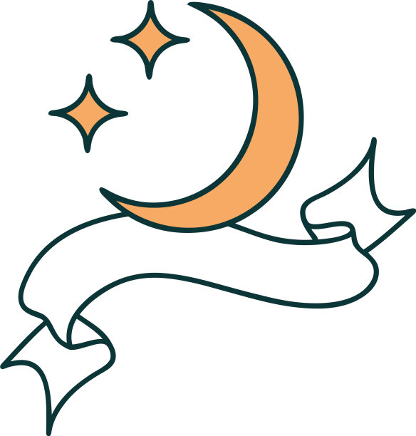 旗帜上有月亮和星星的纹身图片下载