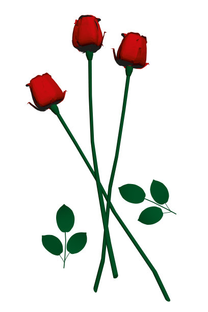 多边形的三朵红玫瑰花束。3 d。矢量图图片下载