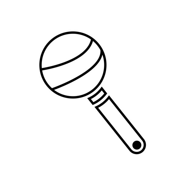 婴儿拨浪鼓的轮廓图标。婴儿摇铃矢量插图。儿童护理矢量图标图片下载