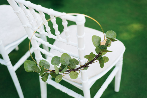 婚礼的照片白色的椅子与皇冠图片下载