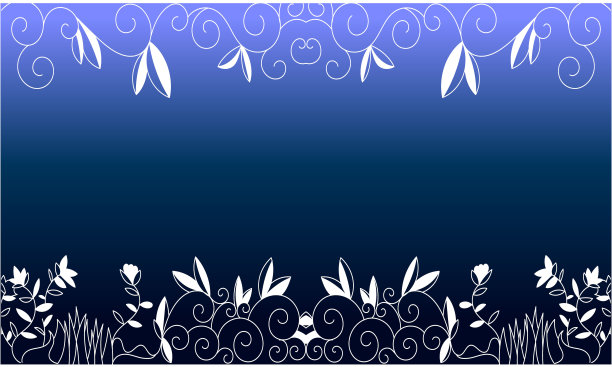 抽象蓝色主题花卉矢量图形插图图片下载