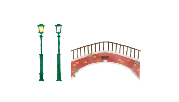 意大利桥和街灯的剪辑艺术图片下载