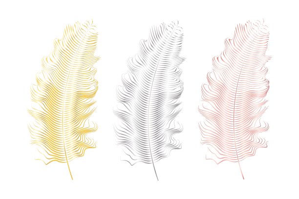 粉色金色闪光羽毛波西米亚风格元素纹身模板矢量素材图片下载