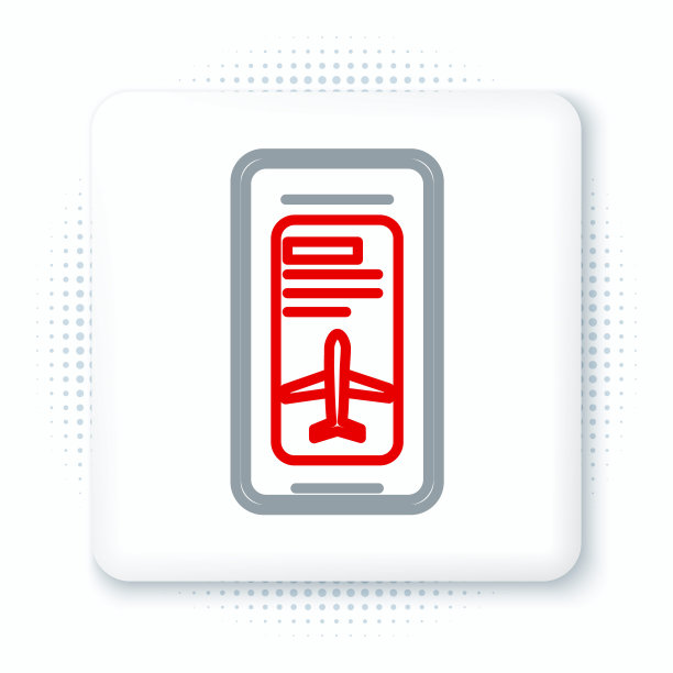 智能手机与电子登机牌机票图标隔离在白色背景。面向web和app的客机移动机票。色彩缤纷的轮廓概念。向量图片下载