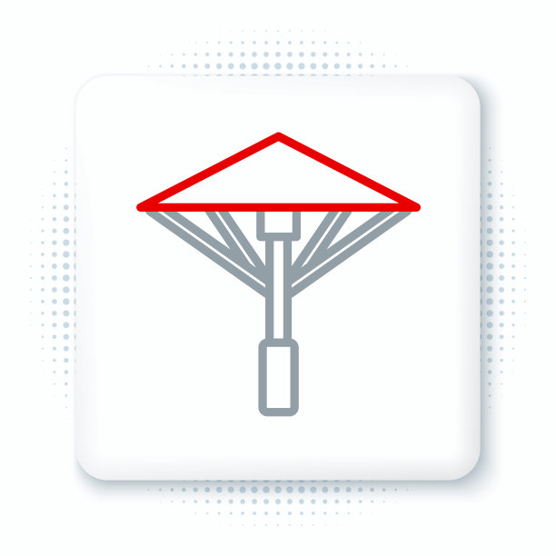 线条传统的日本伞从太阳图标孤立的白色背景。彩色轮廓概念。向量图片下载