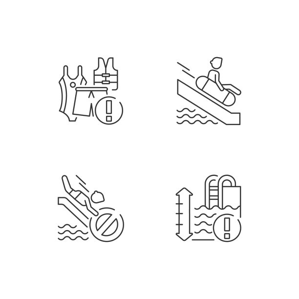 水上乐园规则和限制线性图标设置图片下载