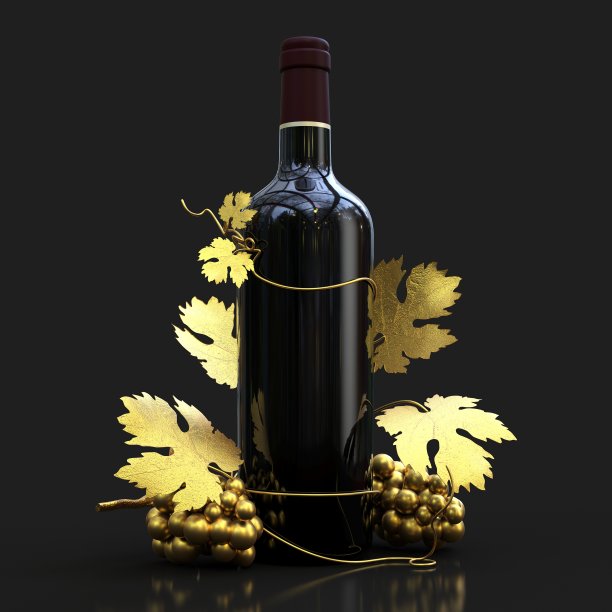 黑色背景上的红酒酒瓶图片下载