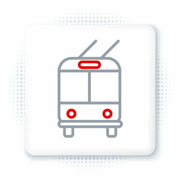 白色背景上孤立无轨电车图标。公共交通的象征。色彩斑斓的轮廓的概念。向量图片下载